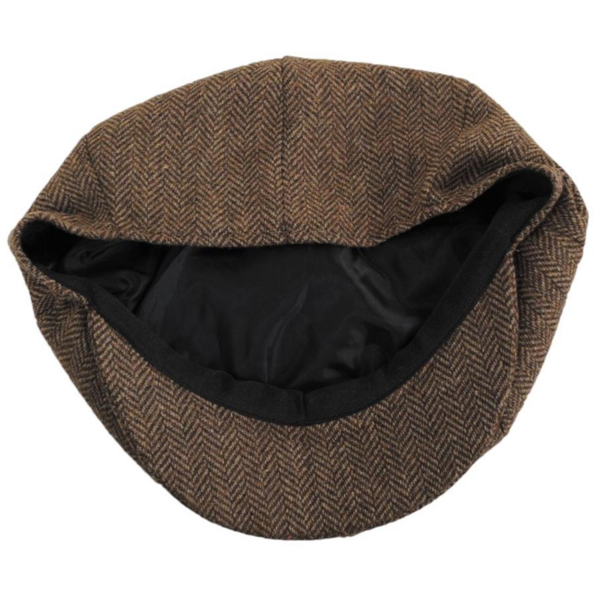 Jaxon Hats | Bird Rock Herringbone Wool Blend Newsboy Cap | 167572 | under | MOCHA