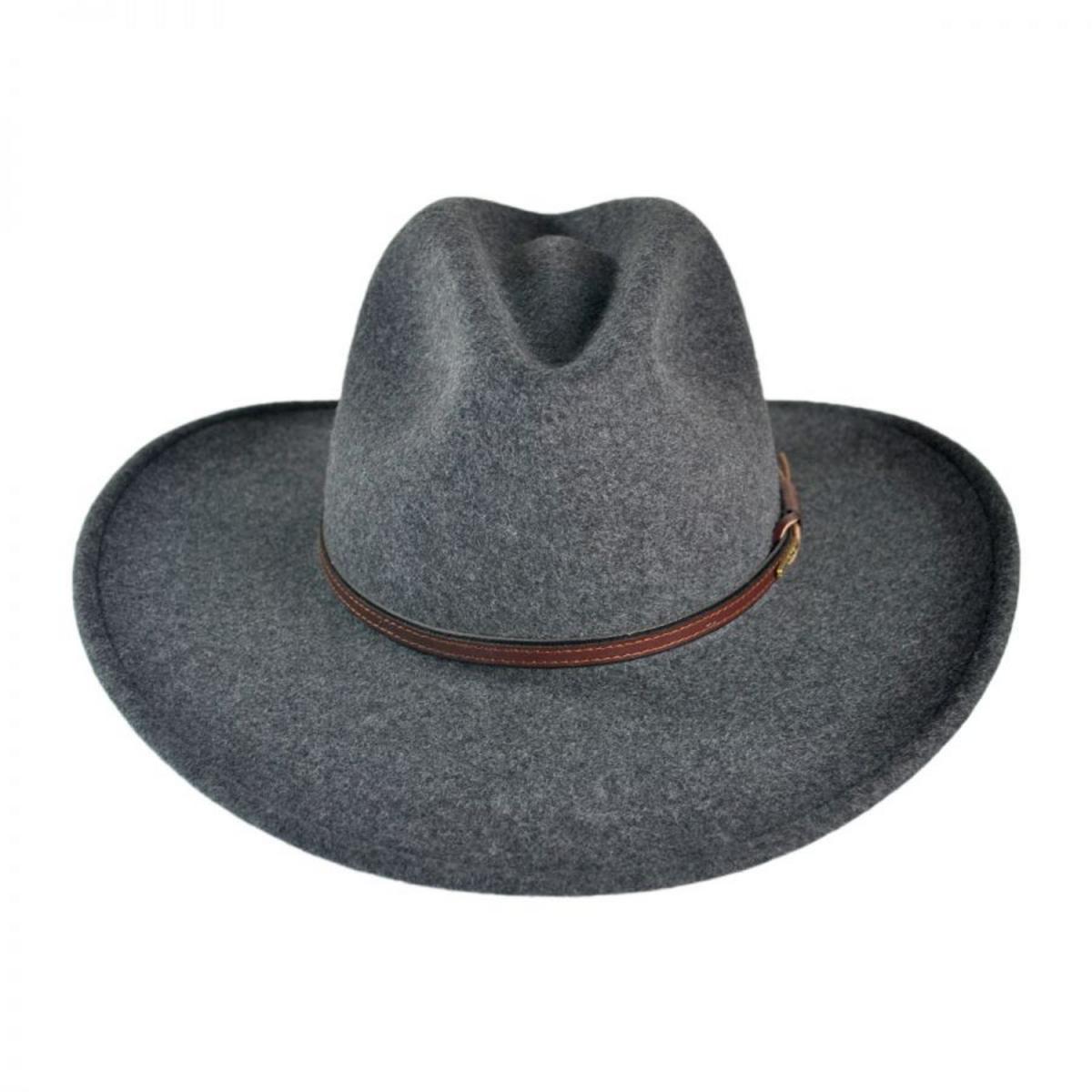 Stetson | Grey Bull Crushable Wool Felt Aussie Hat | 130679 | front | GREY MIX