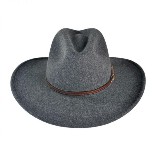 Stetson | Grey Bull Crushable Wool Felt Aussie Hat | 130679 | front | GREY MIX