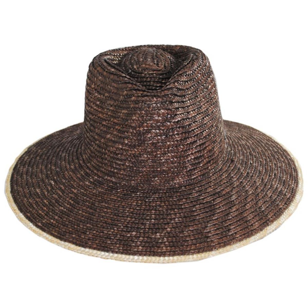 Joanna Festival Wheat Straw Fedora Hat - Dark Earth/Honey & Honey/Sand