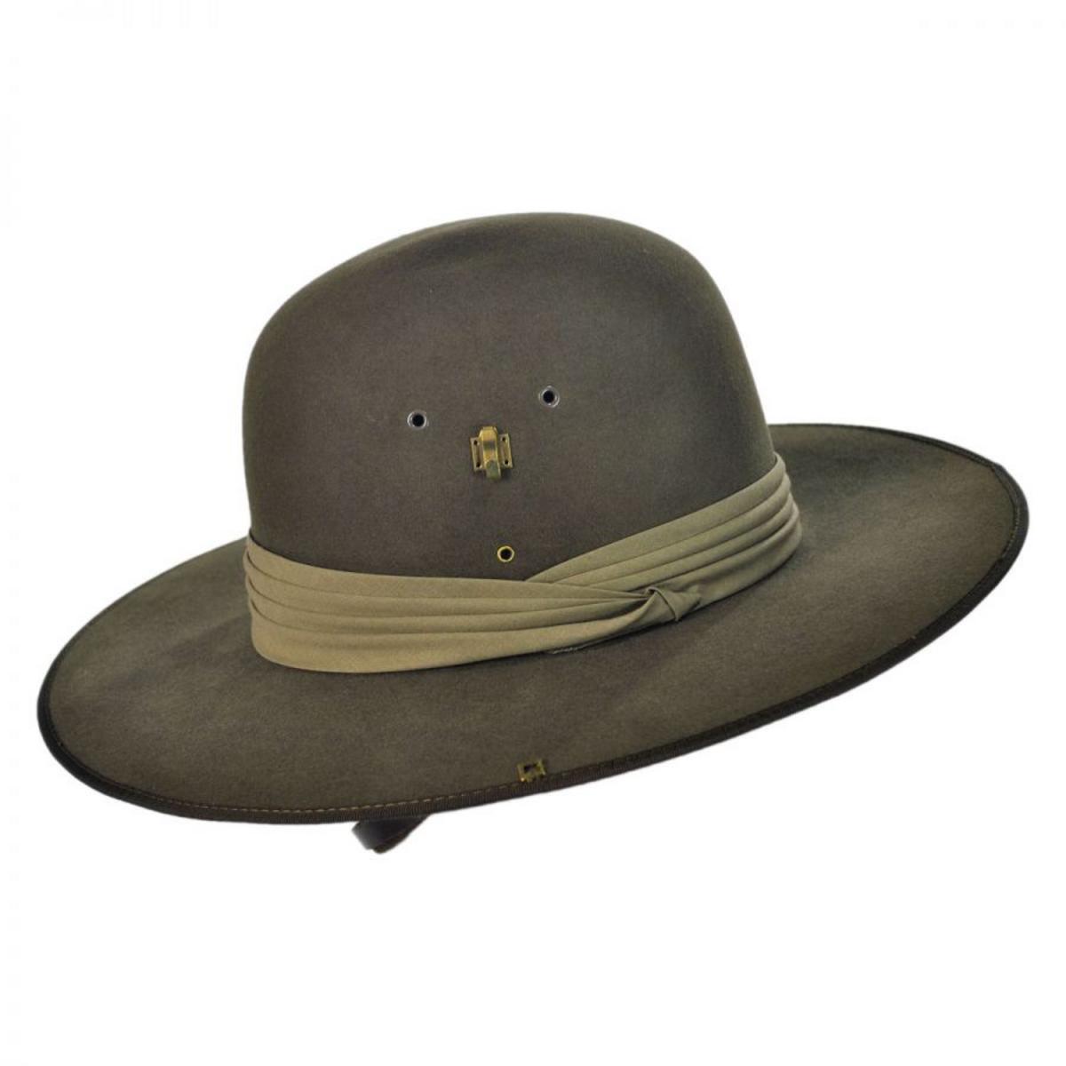 Akubra | Aussie Slouch Open Crown Fur Felt Hat | 131706 | under | KHAKI