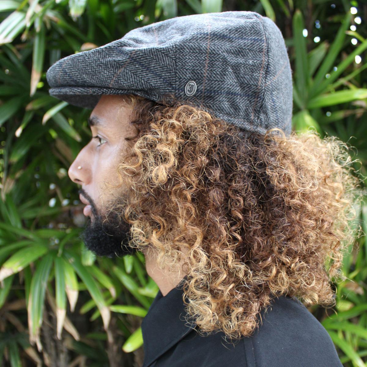 Jaxon Hats | Holborn Herringbone Plaid Wool Blend Ivy Cap | 167749 | lsmone | CHARCOAL