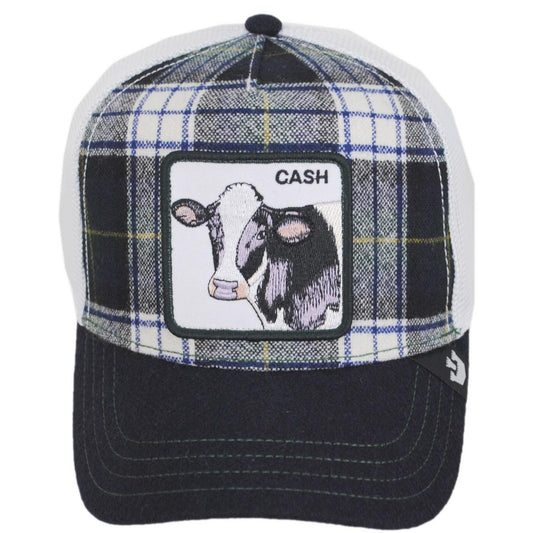 Goorin Bros | Cow British Plaid Mesh Trucker Snapback Baseball Cap - FINAL SALE | 200661 | front | NAVY