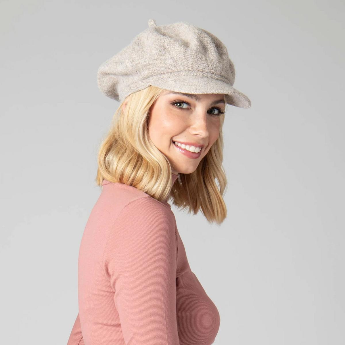 San Diego Hat Company | Early Fog Faux Angora Baker Boy Cap | 108938 | lsmone | BEIGE