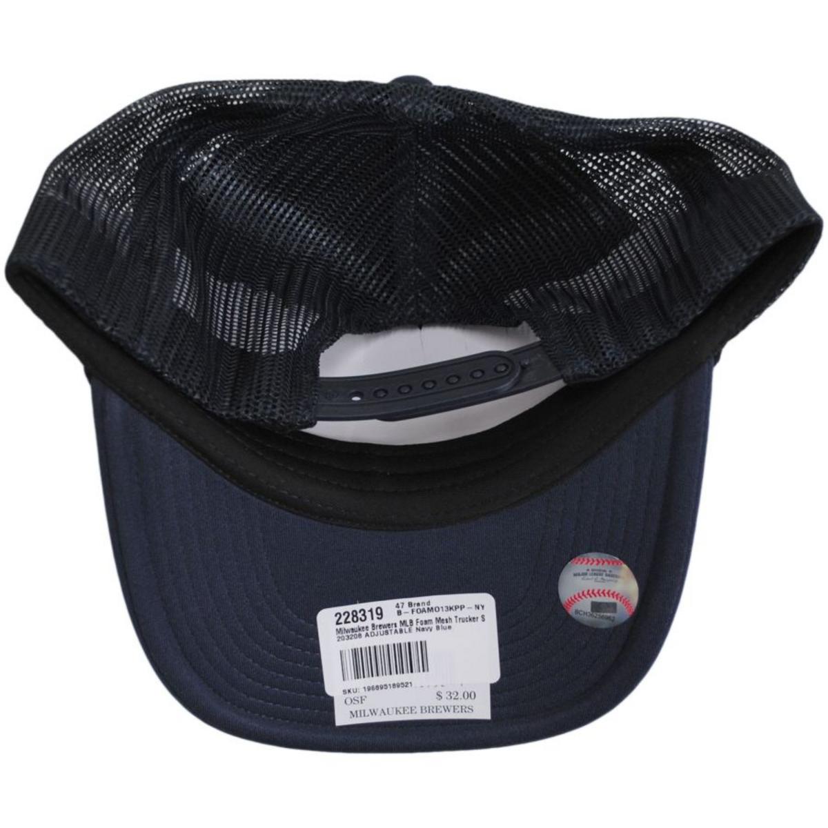 47 Brand | Milwaukee Brewers MLB Foam Mesh Trucker Snapback Baseball Cap | 203208 | under | NAVY