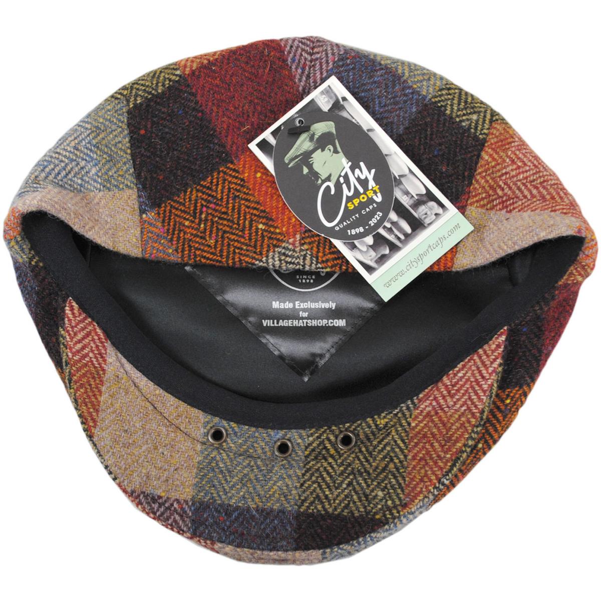 City Sport Caps | Herringbone Squares Donegal Tweed Wool Ivy Cap - FW23 | 175022FW23 | under | TAN