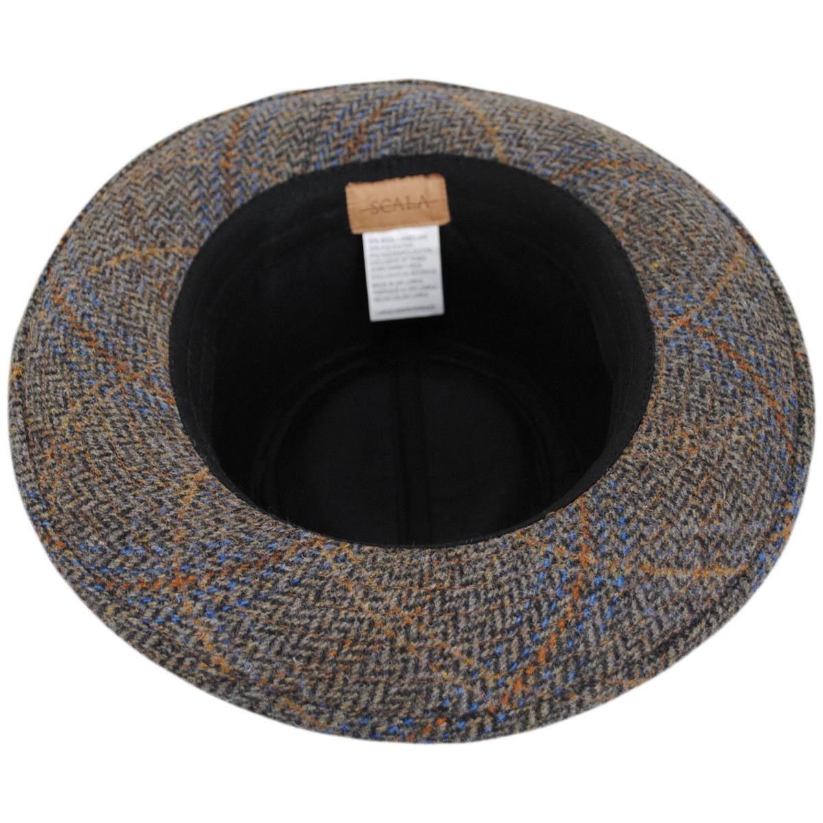 Scala | Barry Wool Blend Tweed Fedora Hat | 140170 | under | BROWN