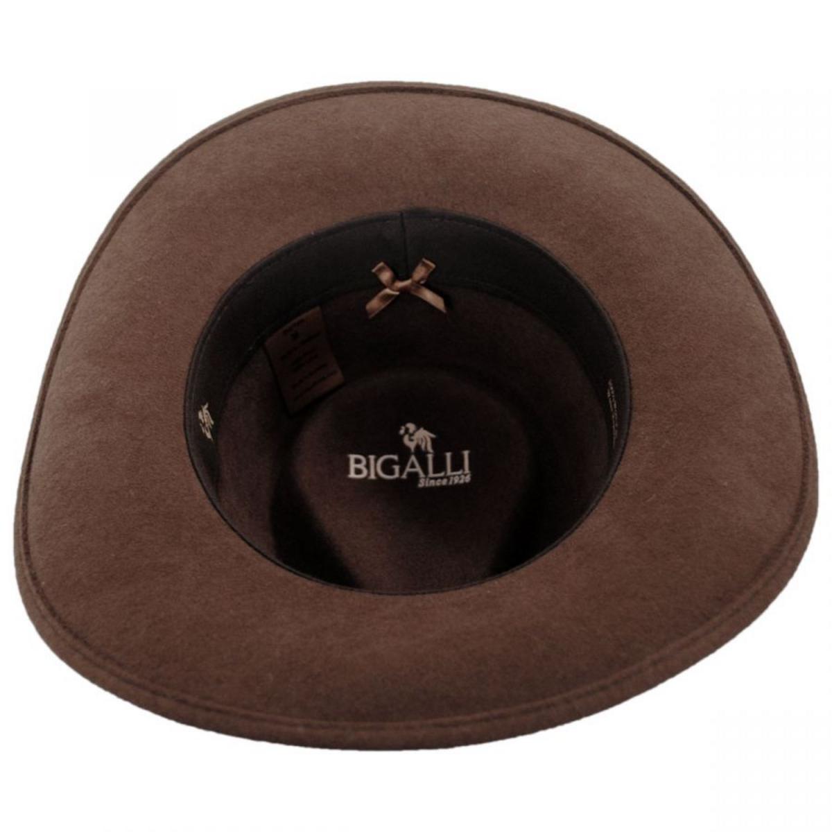 Bigalli | Melbourne Crushable Wool Felt Outback Hat | 131414 | under | TOBACCO