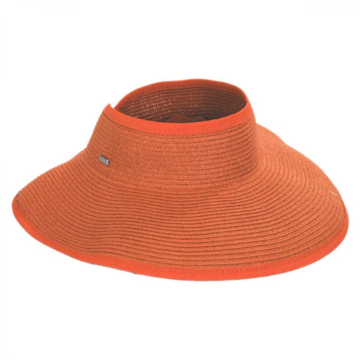San Diego Hat Company | Roll Up Toyo Straw Visor | 197300 | lead | ORANGE