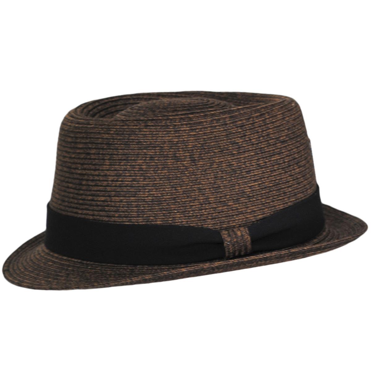Bigalli | Subway Poly Braid Stingy Brim Pork Pie Hat | 129252 | profile | CHOCOLATE