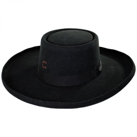 Charlie 1 Horse | Tattoos and Scars Wool Felt Gambler Hat | 124990 | lead | BLACK