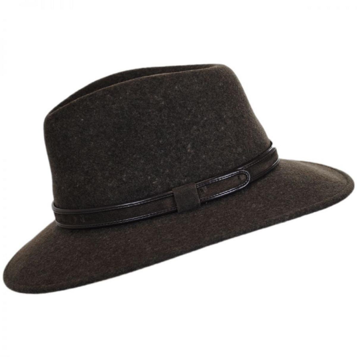 Stefeno Hats | Hiker Wool Felt Safari Fedora Hat | 136062 | profile | BROWN MIX