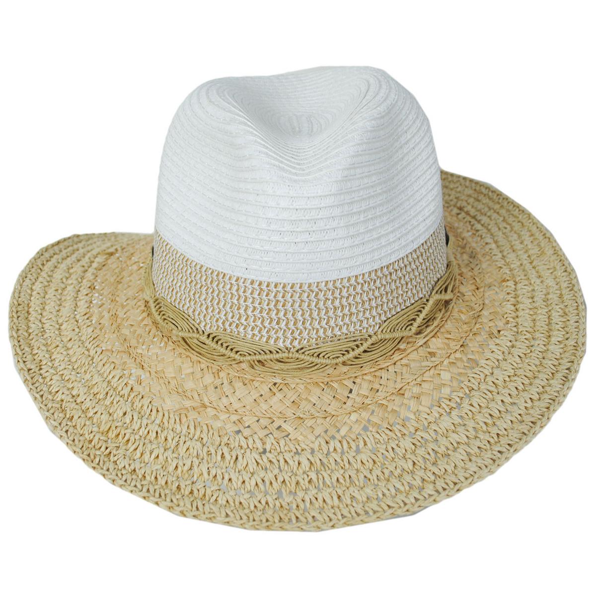 Scala | Alcantara Mixed Straw Fedora Hat | 101372 | front | WHITE