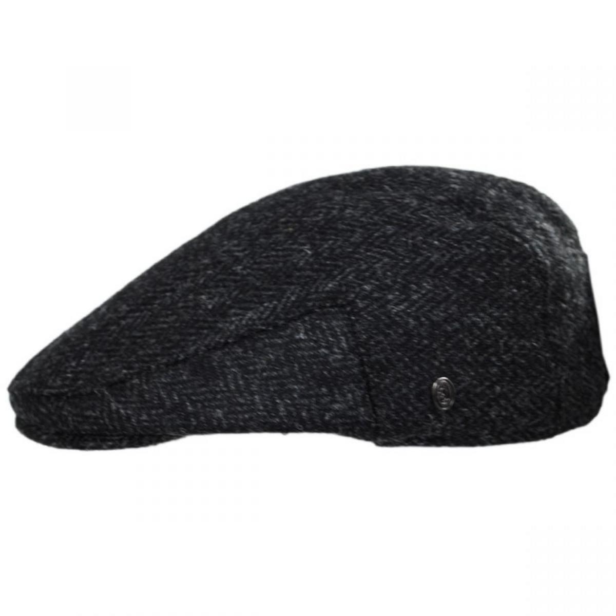 Jaxon & James | Dunvegan Harris Tweed Wool Ivy Cap | 170007 | profile | BLACK/CHARCOAL