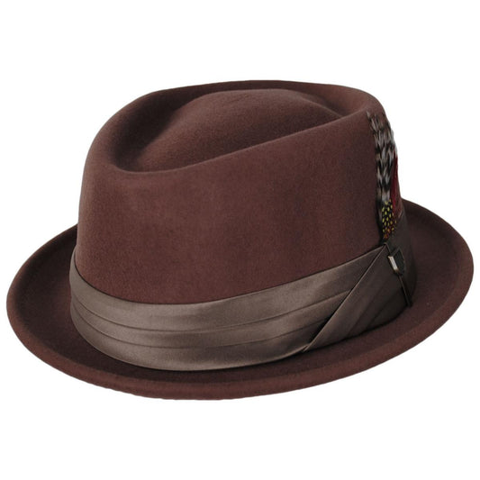 BRIXTON HATS | Stout Wool Felt Diamond Crown Fedora Hat - Sepia/Bronze | 135602SS24 | lead | SEPIA/BRONZE