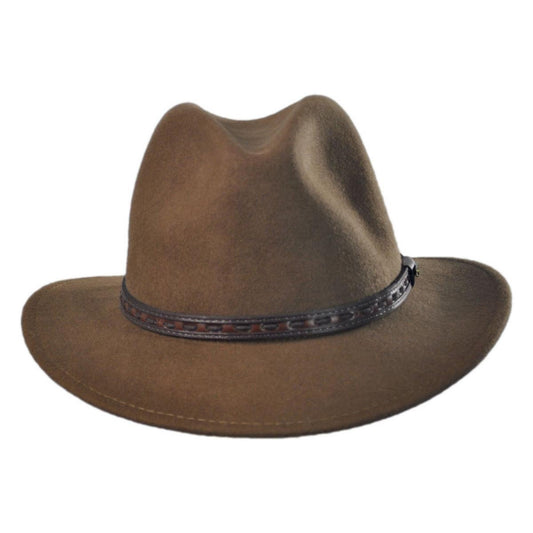 Scala | Traveler Crushable Wool Felt Safari Fedora Hat | 130484 | front | PECAN