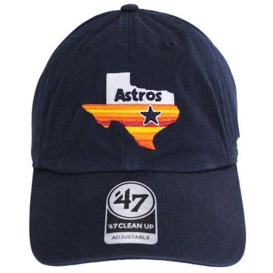 47 Brand | Houston Astros MLB Clean Up Strapback Baseball Cap Dad Hat | 203411 | front | NAVY/RED