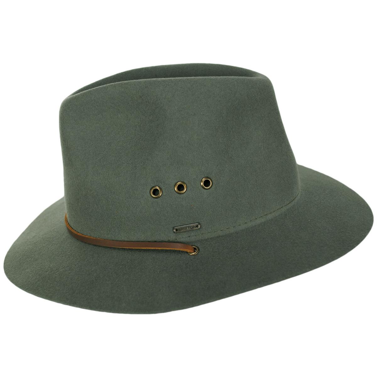 BRIXTON HATS | Wesley Weather Guard Wool Felt Packable Fedora Hat | 135609 | profile | LIGHT MOSS