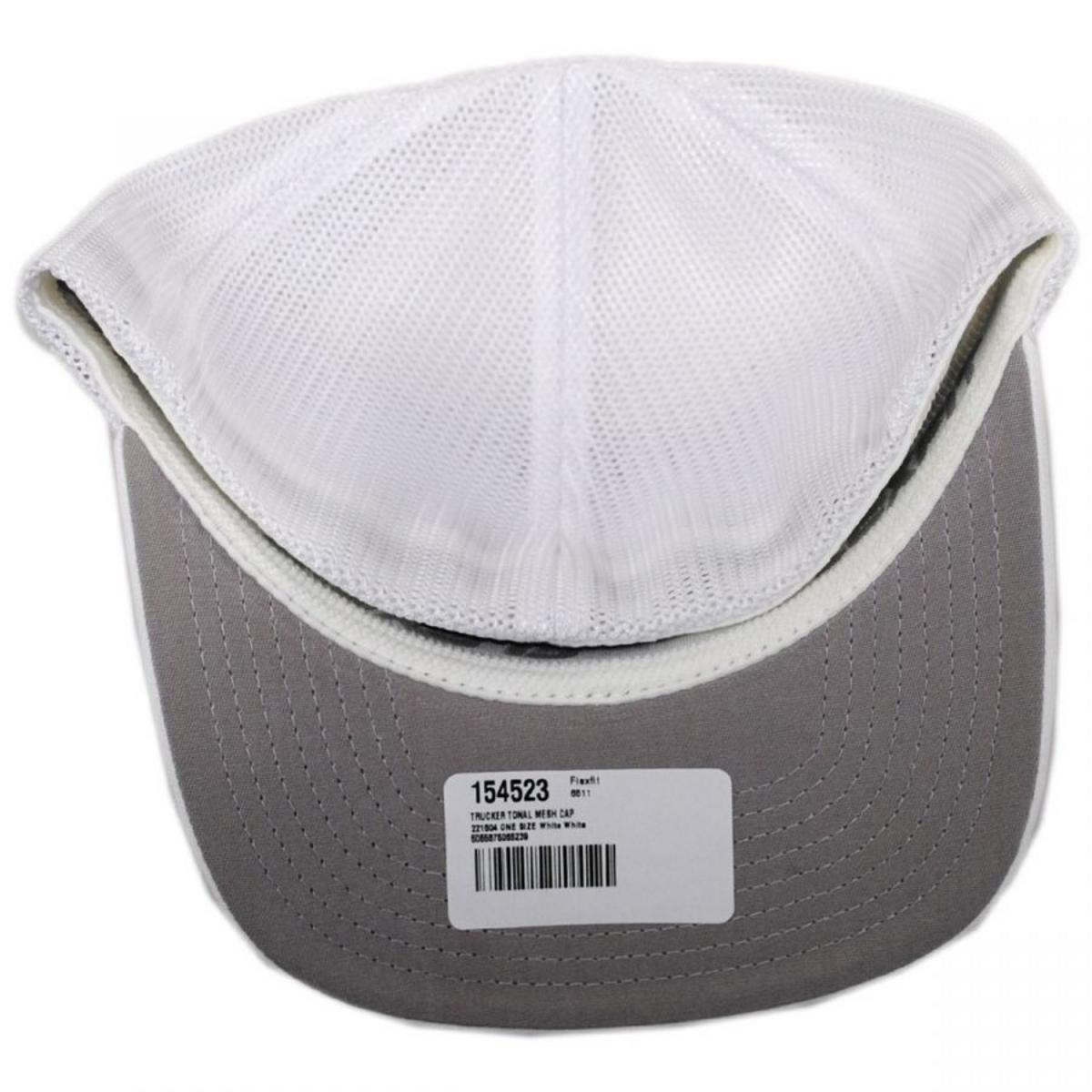 Flexfit | Tonal Cotton Blend Trucker Fitted Baseball Cap | 221504 | under | WHITE
