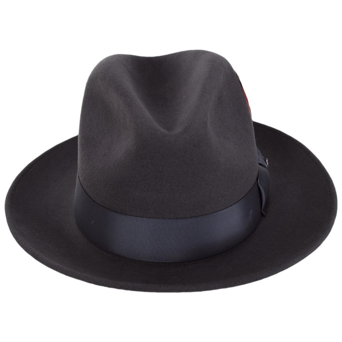 Jaxon Hats | Crosby Fur Felt Fedora Hat | 132070 | front | GRAY