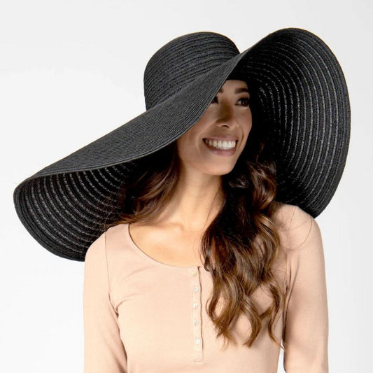 San Diego Hat Company | Santa Rosa Assymetrical Brim Straw Sun Hat | 103675 | lsfone | BLACK