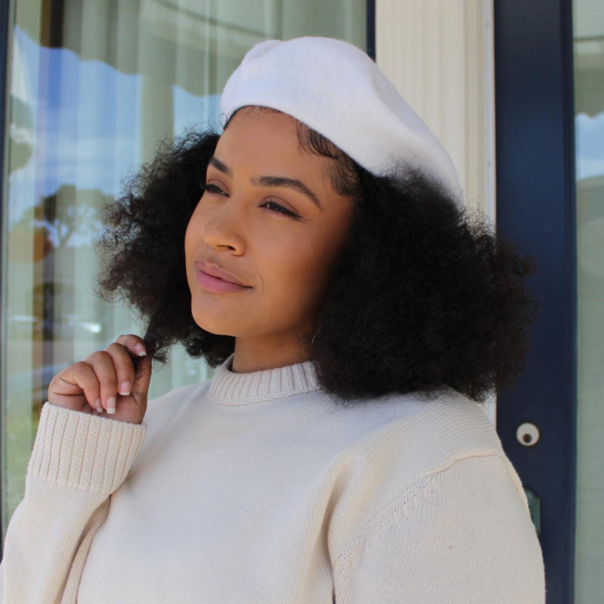 Village Hat Shop | Wool Fashion Beret | 152500 | lsfone | WINTER WHITE