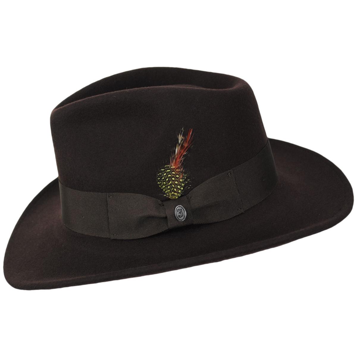 Jaxon Hats | Ford Crushable Wool Felt Fedora Hat | 135004 | profile | BROWN