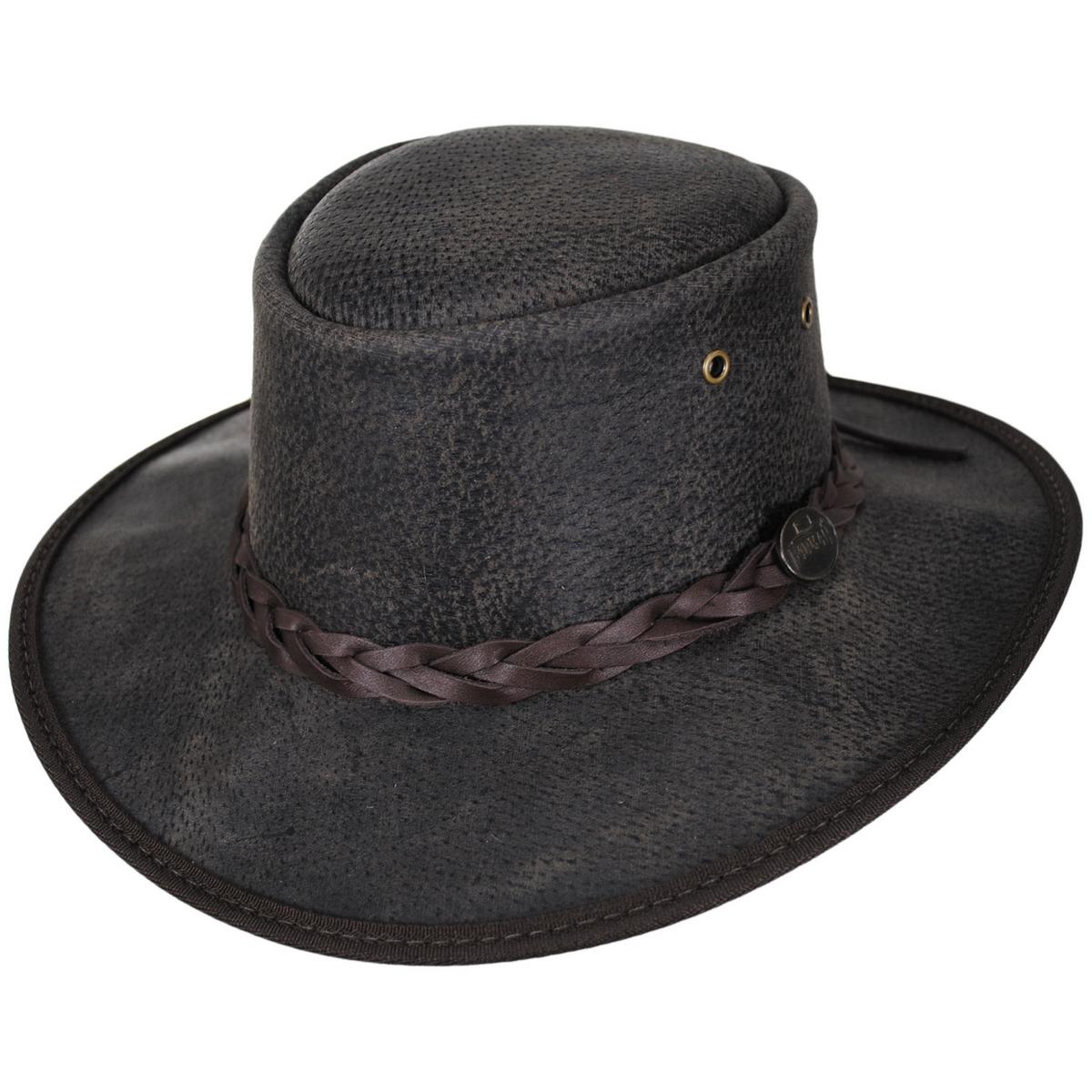 Barmah | Boar Leather Foldaway Drover Hat | 400906 | lead | CHARCOAL