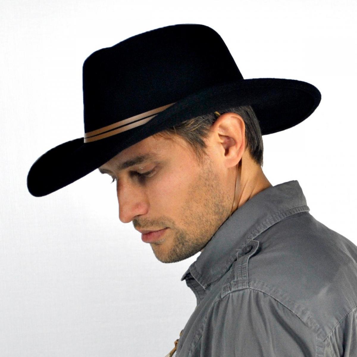 Jaxon Hats | Crushable Wool Felt Chincord Outback Hat | 132002 | lsmtwo | BLACK