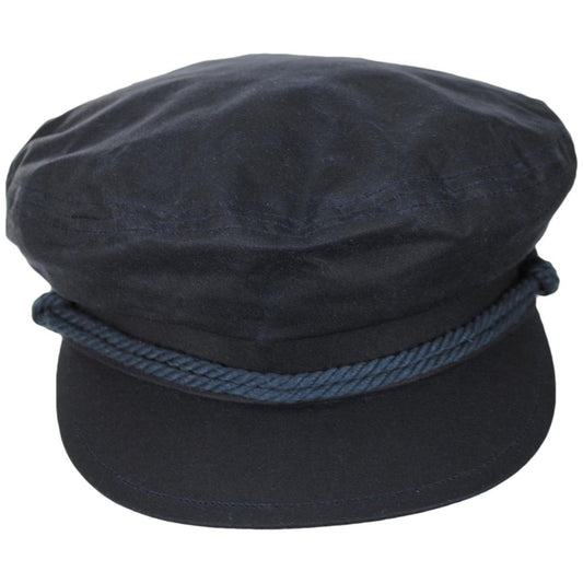BRIXTON HATS | Fisherman Weather Guard Waxed Cotton Fiddler Cap | 181351 | front | WASHED NAVY