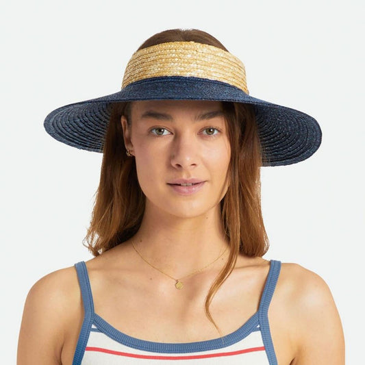 BRIXTON HATS | Joanna Wheat Straw Visor | 198406 | front | JOE BLUE/HONEY