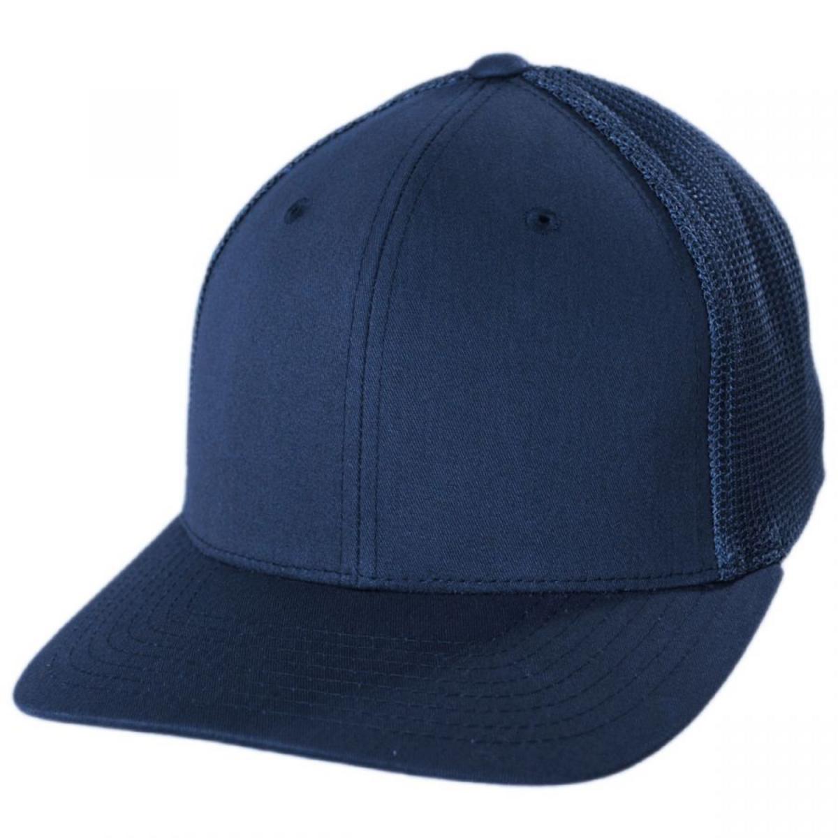 Flexfit | Tonal Cotton Blend Trucker Fitted Baseball Cap | 221504 | lead | NAVY