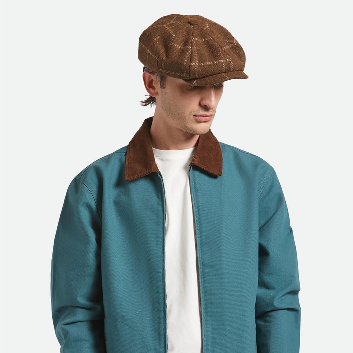BRIXTON HATS | Brood Baggy Plaid Wool Blend Newsboy Cap | 161505 | lsmtwo | COPPER/TAN