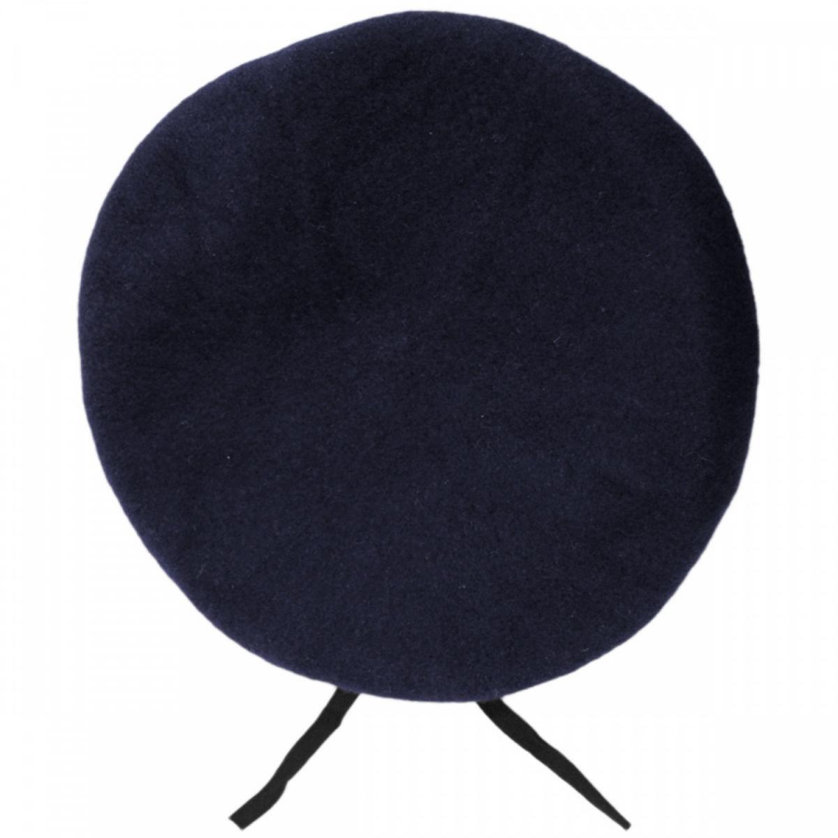 Village Hat Shop | Wool Military Beret with Lambskin Band | 151106 | top | NAVY