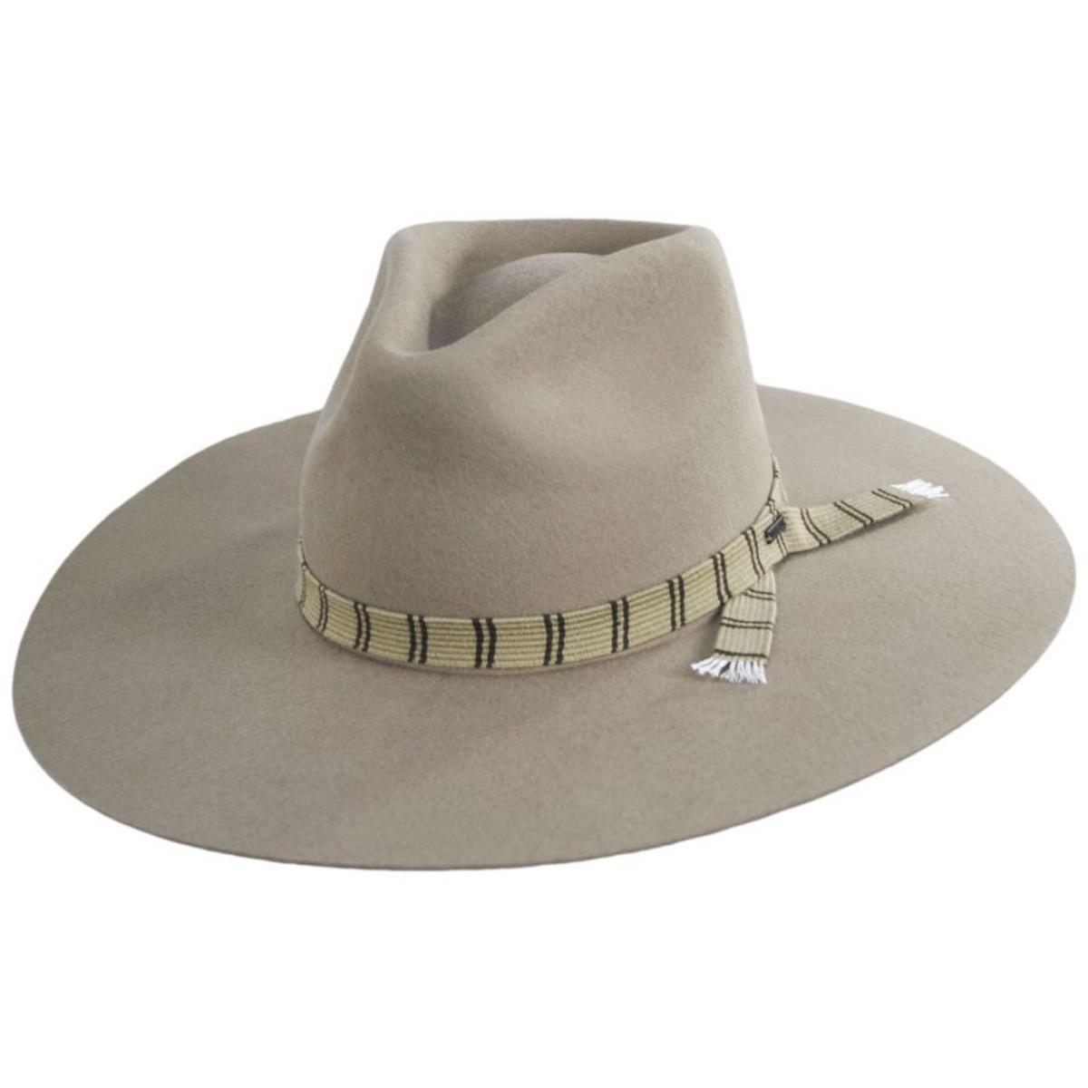 BRIXTON HATS | Leigh Wool Felt Wide Brim Fedora Hat | 123932 | lead | SAND