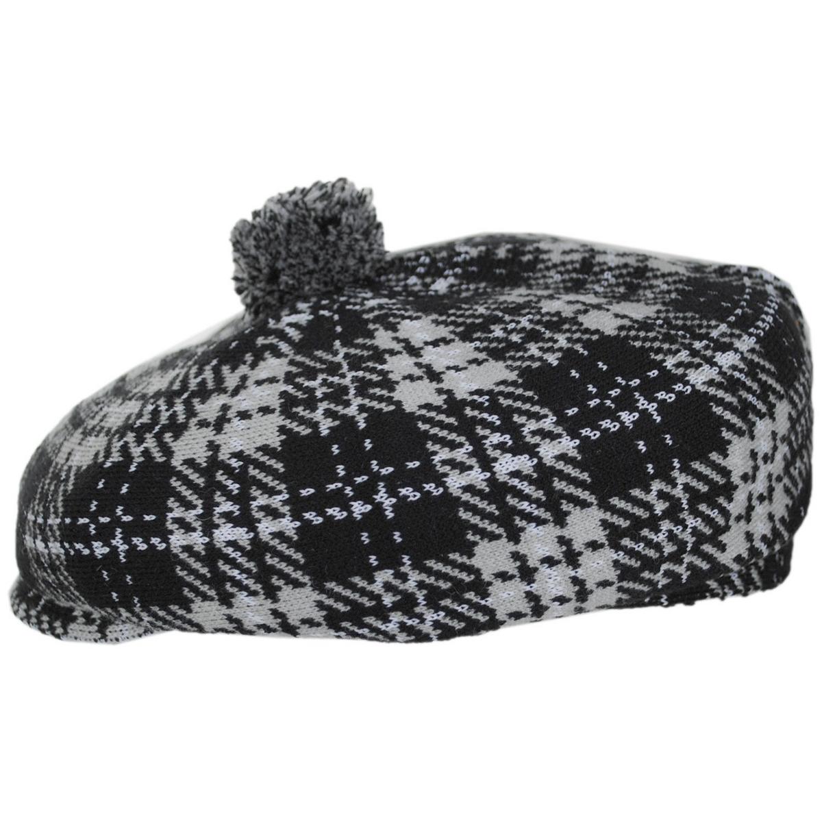 Kangol | New Heritage Pom-Pom Newsboy Cap | 160842 | profile | BLACK CHECK