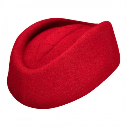 sur la tete | Stewardess Wool Felt Pillbox Hat | 157021 | front | RED