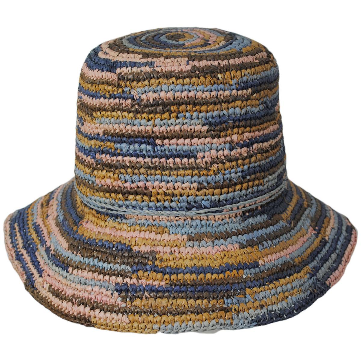 San Diego Hat Company | Iris Raffia Straw Bucket Hat | 103689 | front | MIXED BROWN