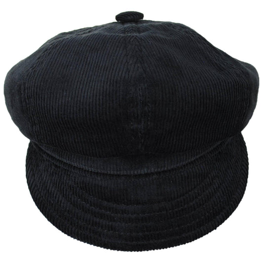 NEW YORK HAT CO | Cotton Corduroy Spitfire Newsboy Cap | 161111 | front | BLACK
