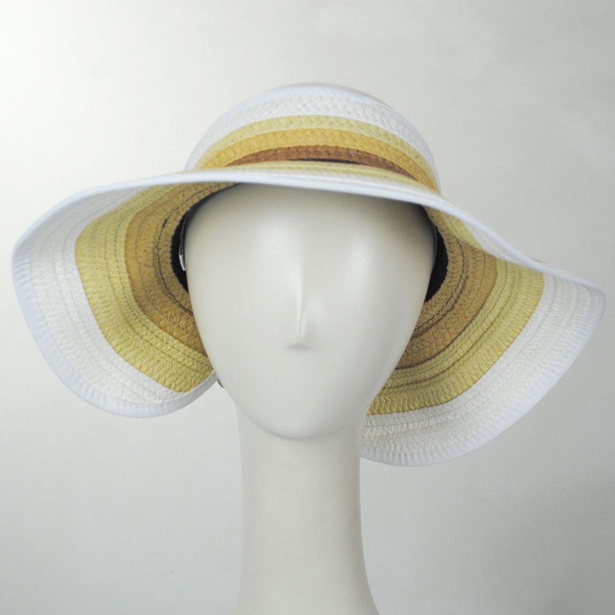 San Diego Hat Company | Multi Stripe Roll Up Toyo Straw Visor | 197301 | front | NATURAL