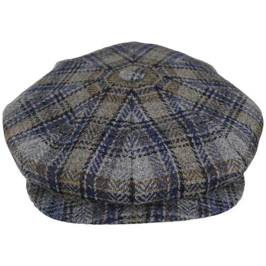 City Sport Caps | Plaid Virgin Wool Newsboy Cap | 175056 | front | BLUE/GREEN