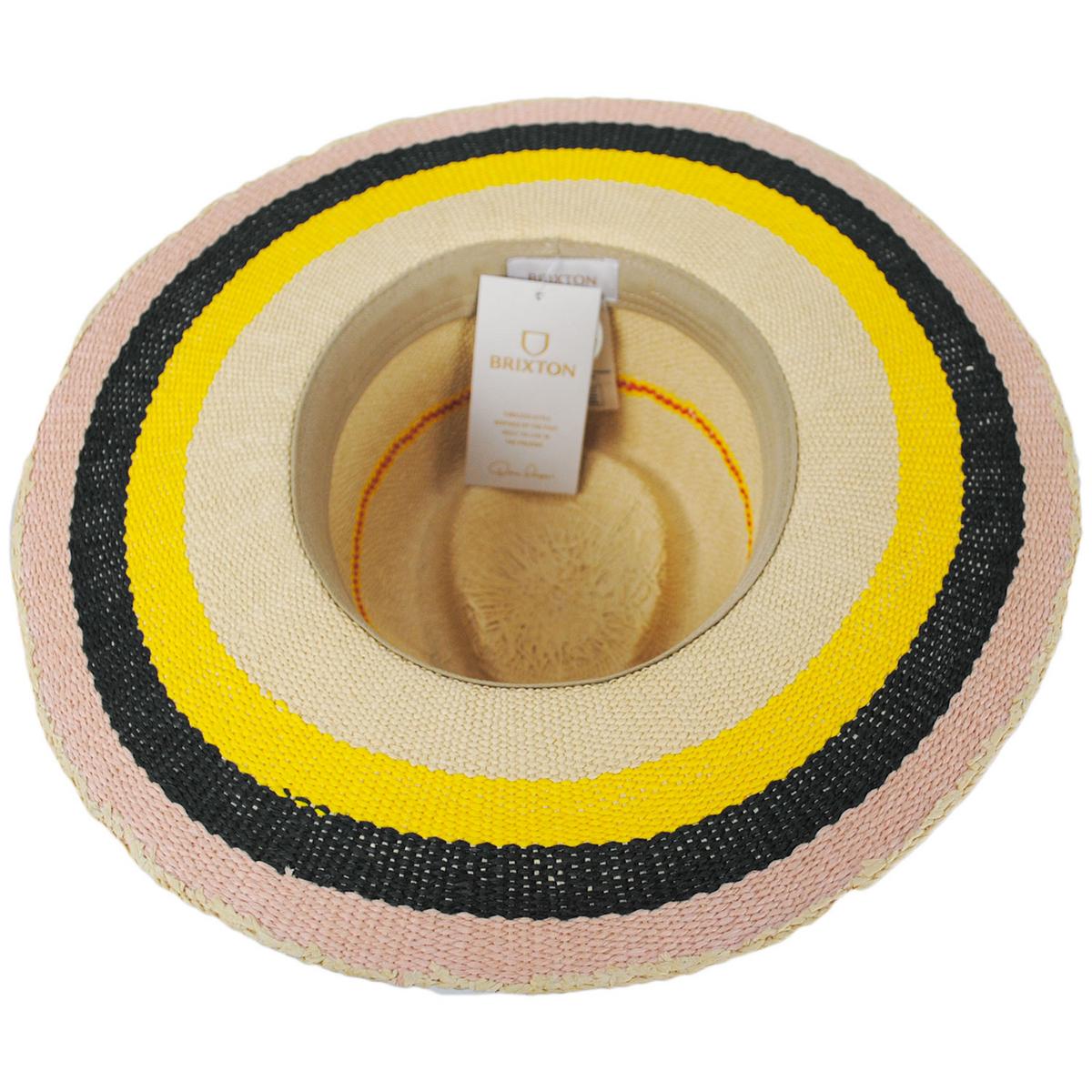 BRIXTON HATS | Pauma Bangora Straw Fedora Hat | 104057 | under | NATURAL/SOFT PINK/OLIVE/YELLOW