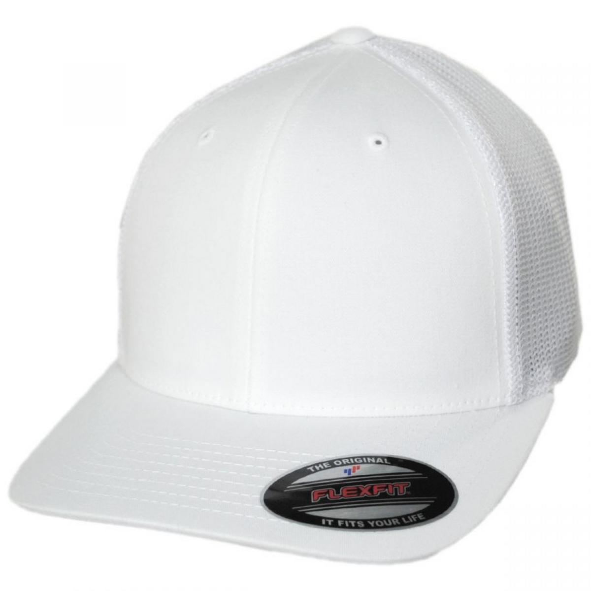 Flexfit | Tonal Cotton Blend Trucker Fitted Baseball Cap | 221504 | lead | WHITE