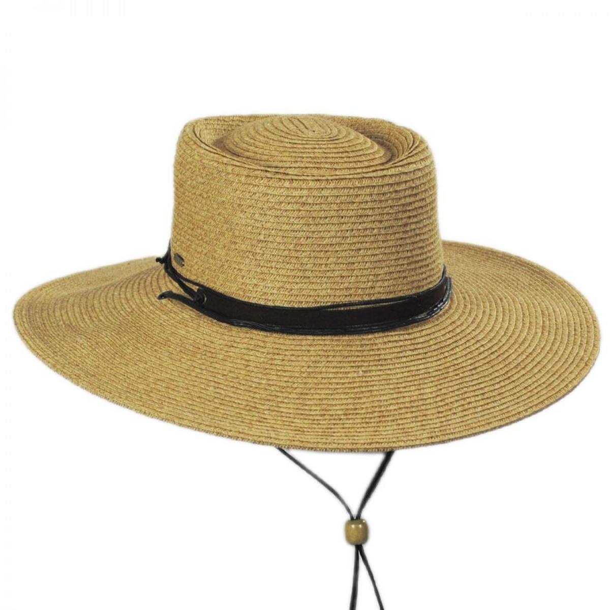 Scala | Bruges Toyo Straw Blend Boater Hat | 101300 | lead | TOAST