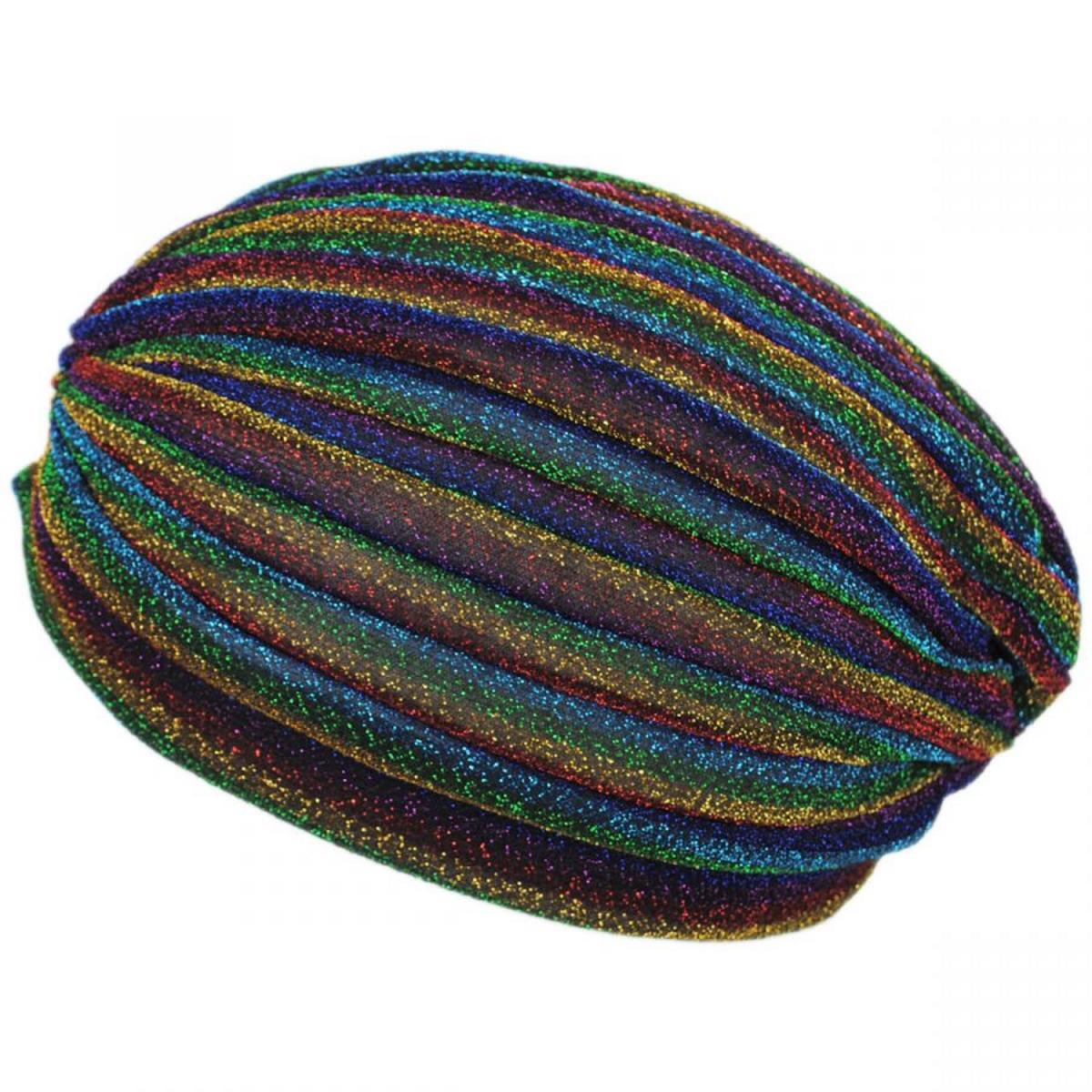 Jeanne Simmons | Metallic Stripe Turban | 106502 | profile | RAINBOW