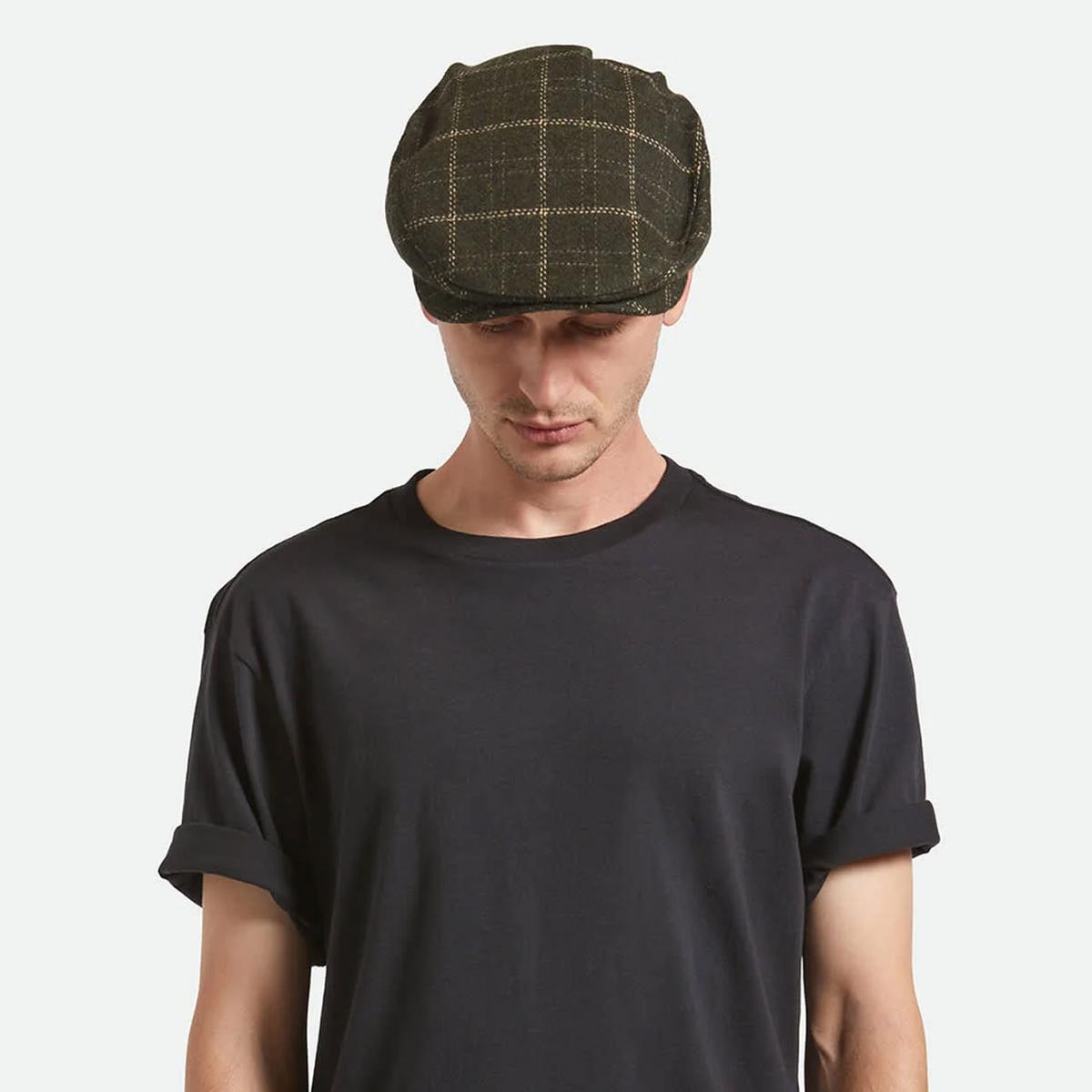 BRIXTON HATS | Barrel Wool Blend Plaid Ivy Cap | 161523 | lsmone | MOSS/KHAKI