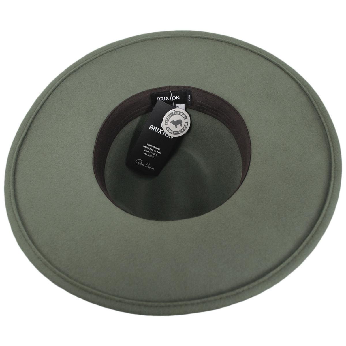 BRIXTON HATS | Field Proper Wool Felt Fedora Hat | 135647 | under | OLIVE SURPLUS