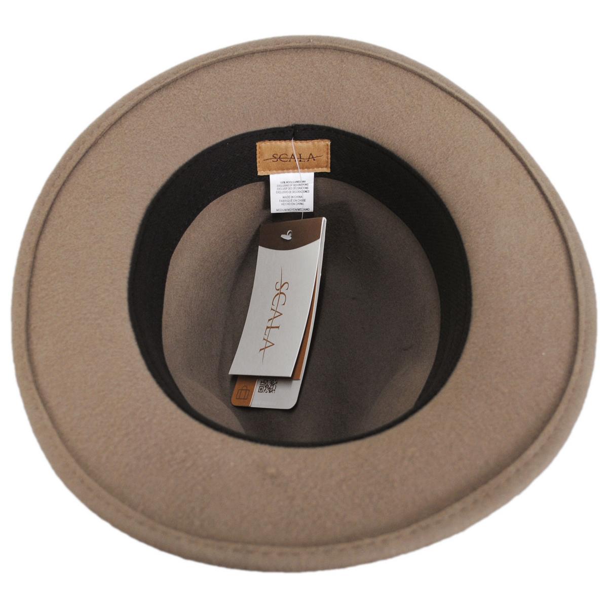 Scala | Shaun Crushable Wool Felt Safari Fedora Hat | 130442 | under | PUTTY