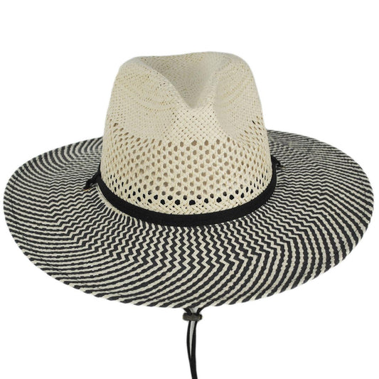 Jeanne Simmons | Chevron Toyo Straw Aussie Fedora Hat | 101700 | front | BLACK
