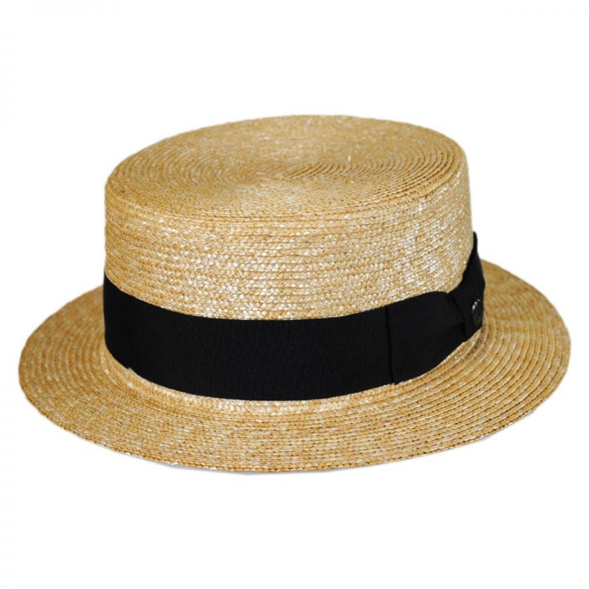 Black Band Wheat Straw Skimmer Hat – Village Hat Shop